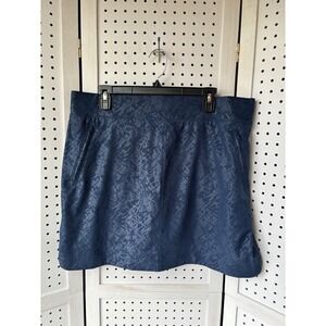 Orvis Women's XL Embossed Pull-On Travel Tennis Skort Blue Pockets Athletic